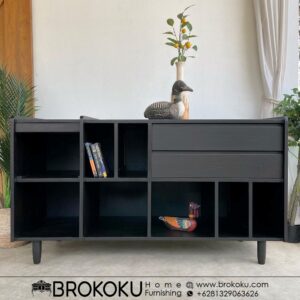 Bufet jati retro modern minimalis Black doff BHF-108