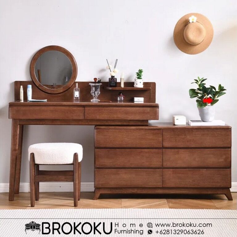 Jual Meja rias kayu jati minimalis modern + stool set cermin BHF-133 ...