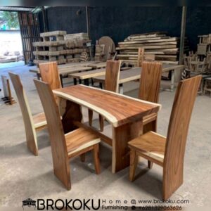 Set meja makan 6 kursi kayu utuh trembesi solid BHF-67