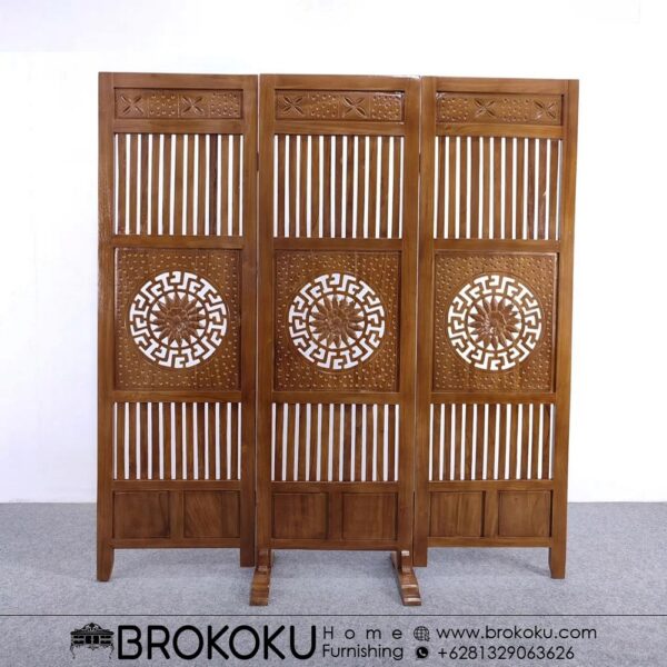 Jual Bufet partisi jati jepara 3 pintu + Bench BHF-150 | Brokoku