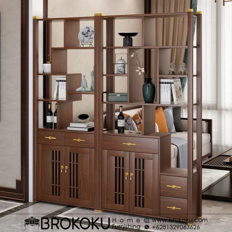 Jual Bufet partisi jati jepara 3 pintu + Bench BHF-150 | Brokoku