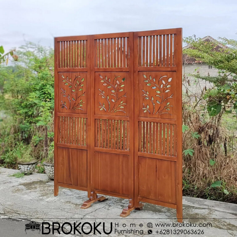 Jual Bufet partisi jati jepara 3 pintu + Bench BHF-150 | Brokoku