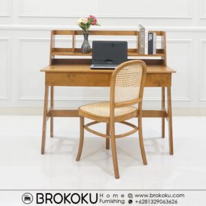 Meja kerja jati minimalis + rak & kursi BHF-198