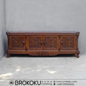 Bufet ukir jepara kayu jati klasik modern 4 pintu BHF-224