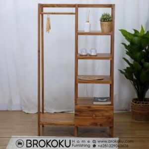 Rak aksesoris jati & gantungan baju minimalis BHF-234