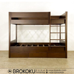 Ranjang tingkat jati minimalis plus laci kolong BHF-215