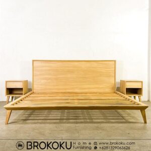 Set tempat tidur jati retro modern minimalis 2 nakas BHF-209