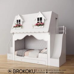Alternative view of Tempat tidur tingkat anak model rumah klasik BHF-273