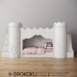 Tempat tidur tingkat kastil mewah cat duco BHF-271