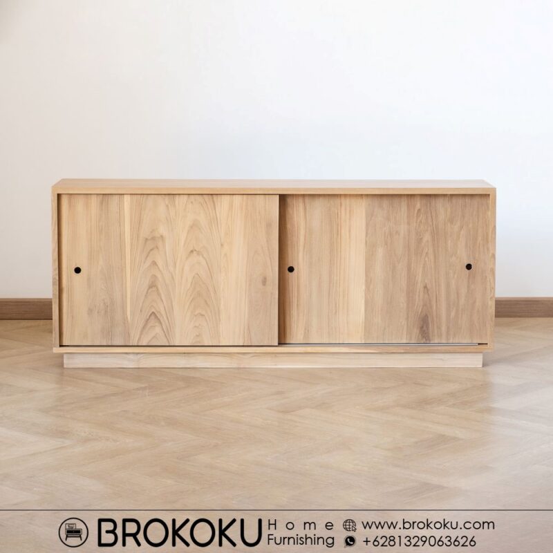 Bufet jati minimalis 2 pintu sliding BHF-301