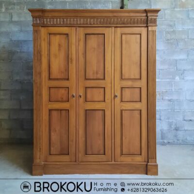 Lemari pakaian jati 3 pintu ukir jepara BHF-310