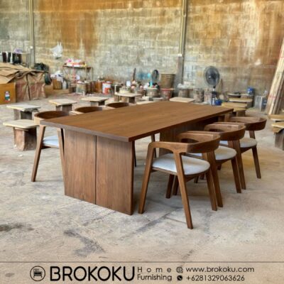 Meja makan jati jepara minimalis set 6 kursi BHF-308