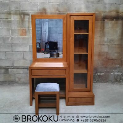 Meja rias minimalis kayu jati plus rak make up BHF-312