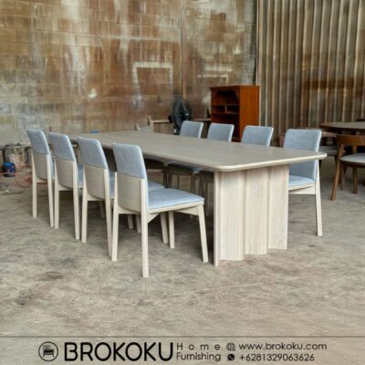 Set meja makan jati 8 kursi modern minimalis BHF-305