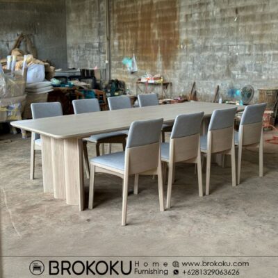 Set meja makan jati 8 kursi modern minimalis BHF-305