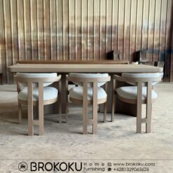 Alternative view of Set meja makan jati minimalis 6 kursi retro BHF-304