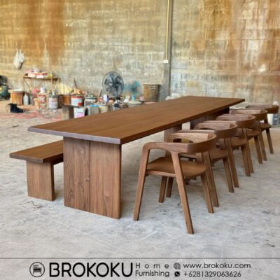 Set meja makan blok 5 kursi 1 bangku jat BHF-322