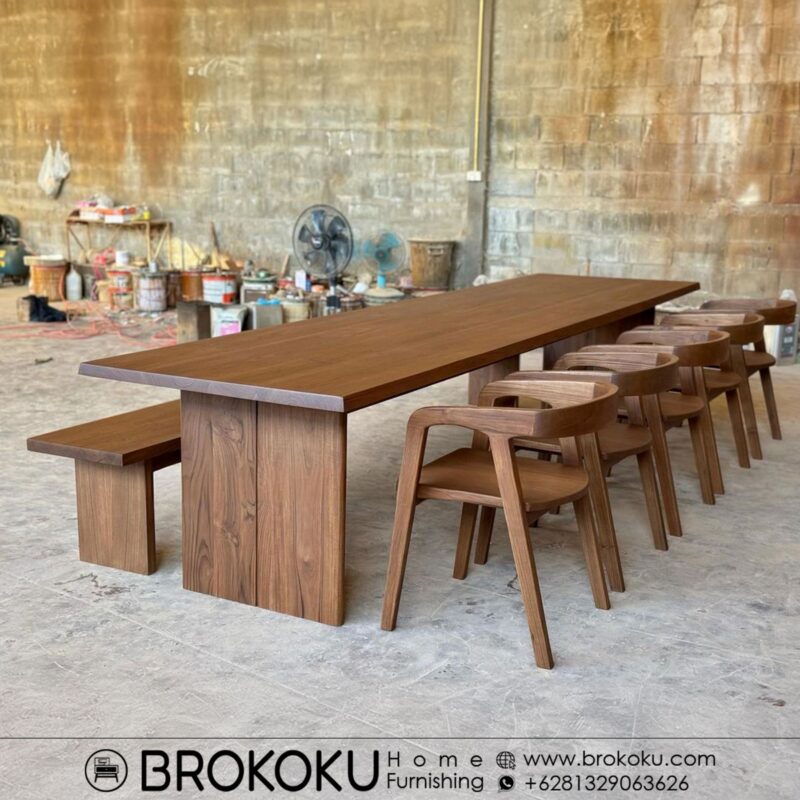 Set meja makan blok 5 kursi 1 bangku jat BHF-322
