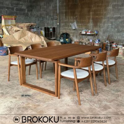Set meja makan jati minimalis 6 kursi hiroshima BHF-325